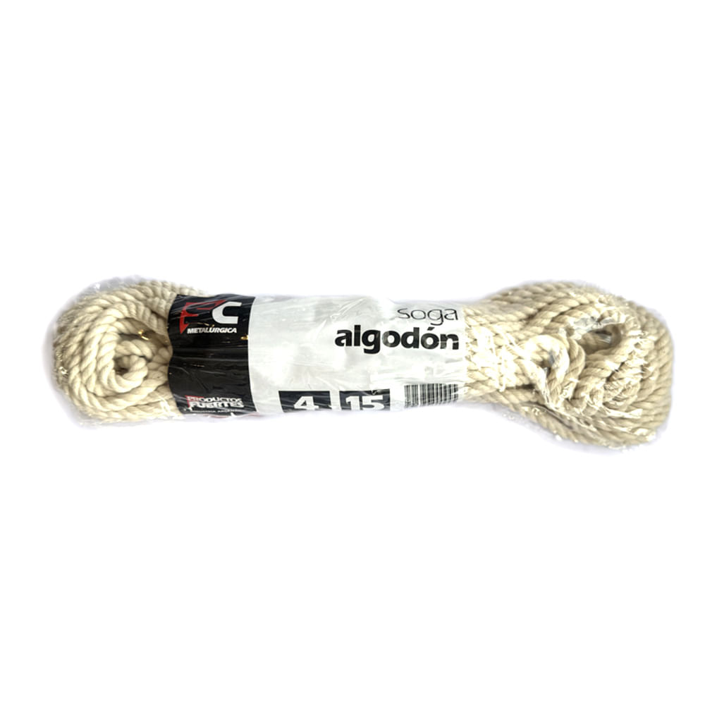 Soga Algodón Trenzado 4 Mm x 15 Mts Sc Metalurgica