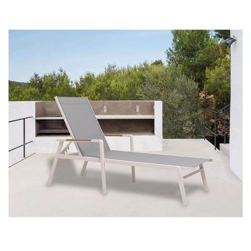 Reposera Aluminio Textileno 187 Cm Blanco Outzen Armrest