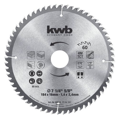 Disco Sierra Circular 7 1/4" 18 Dientes Kwb