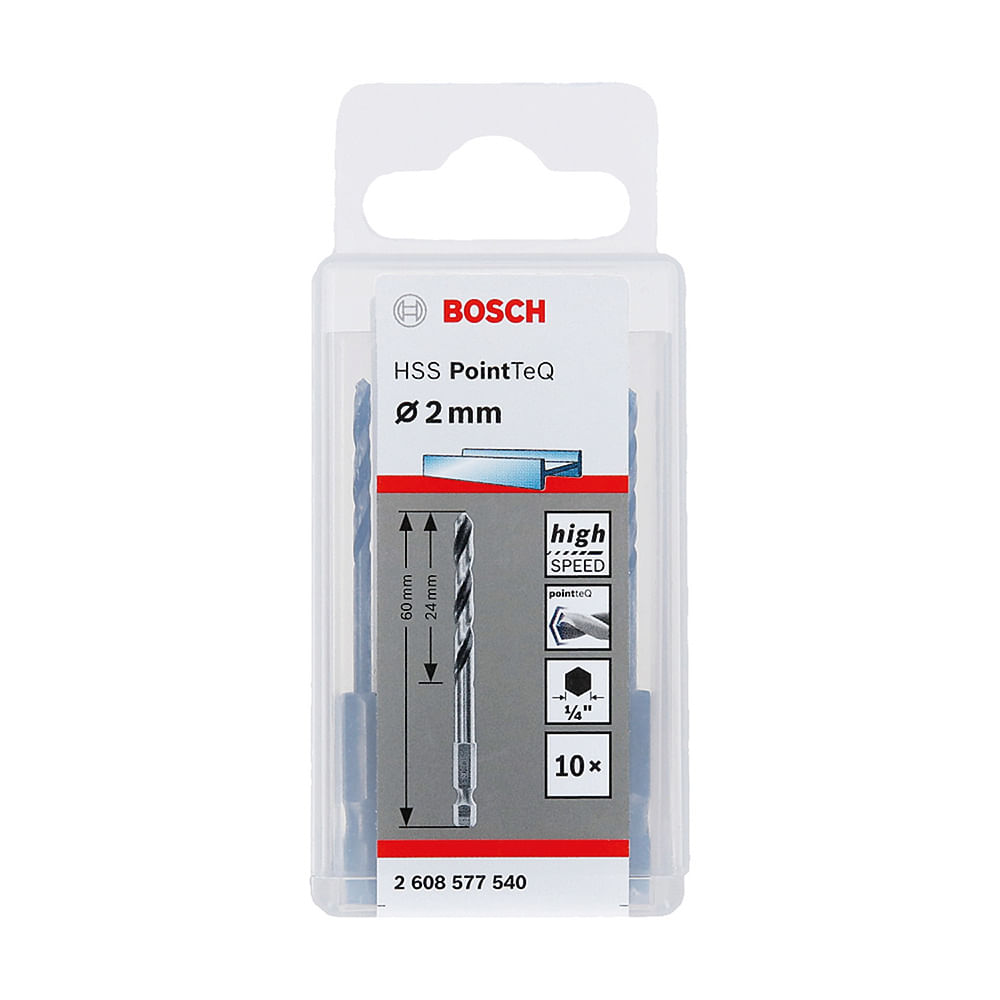 Juego de Mechas para Metal HSS-PointTeQ HEX 2mm 10 unidades