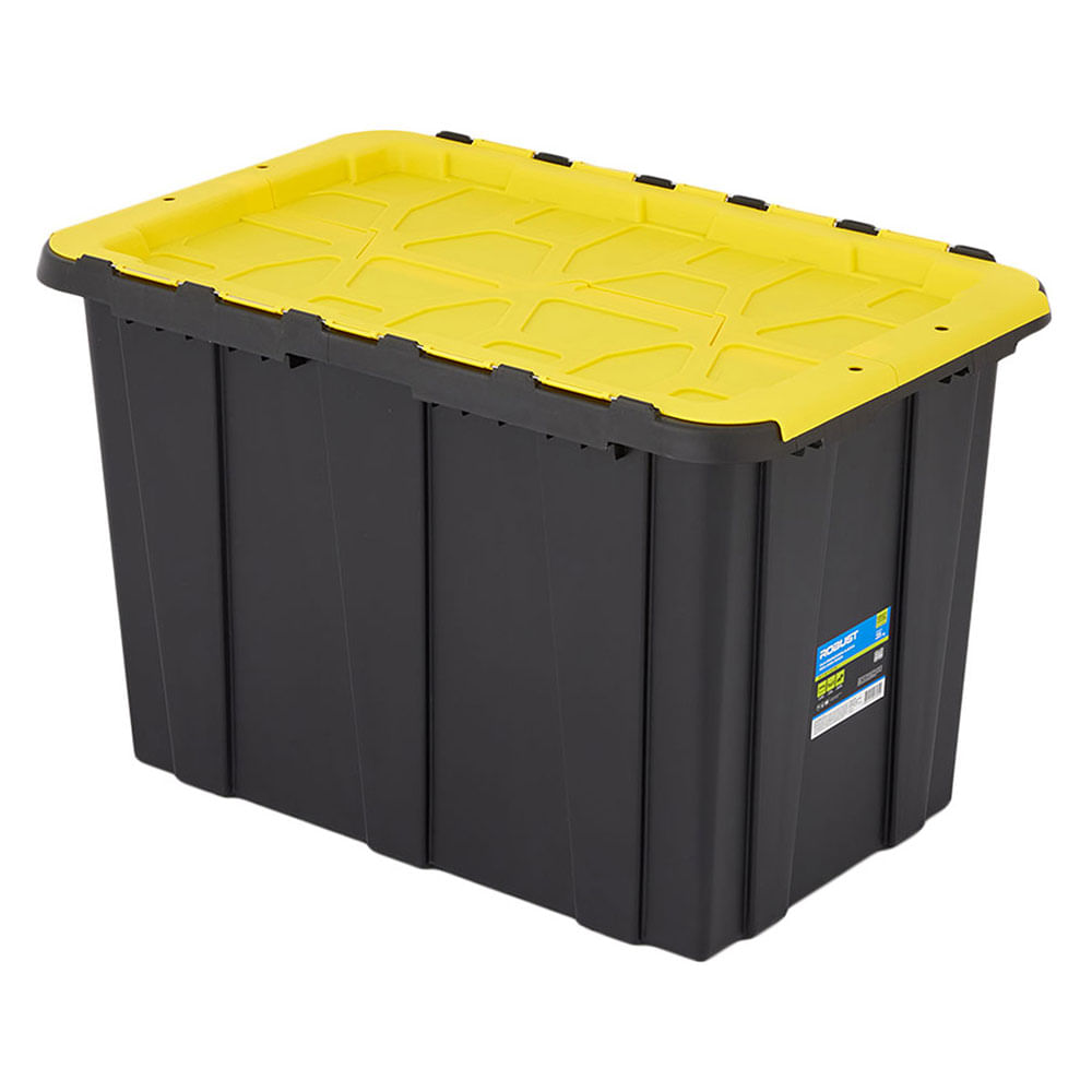 Caja Organizadora con Tapa Abatible 80 Lts PP Gris/Amarillo Robust