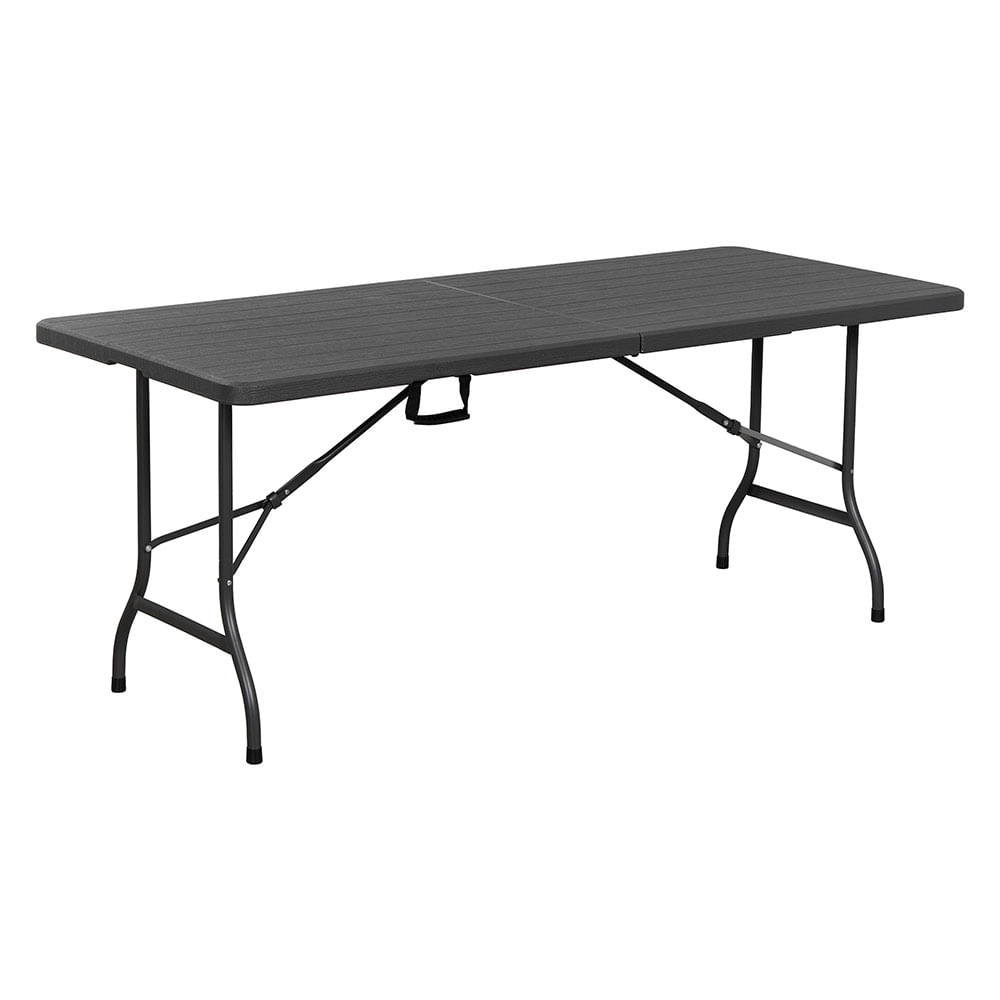 Mesa Plegable HDPE Gris 180x75 Cm Madera Alpes