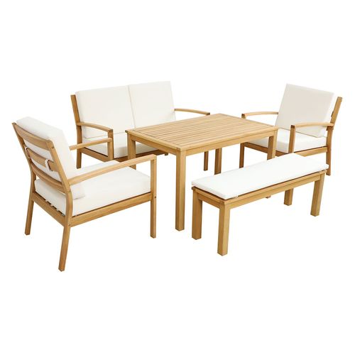 Set Living Madera 6 Personas Outzen Ellis