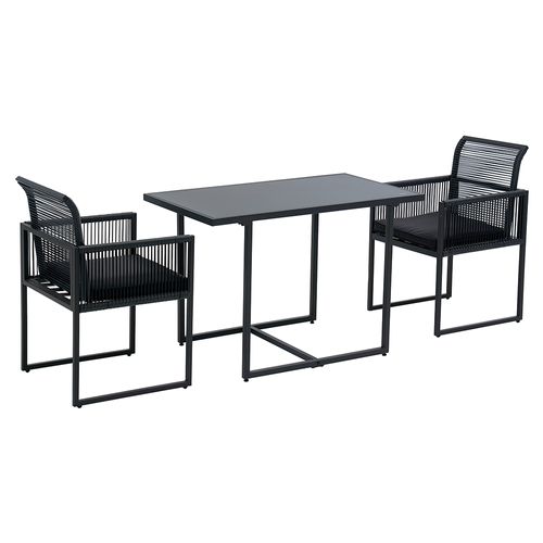Set Living Terraza Acero y Ratán 2 Personas Outzen Siegen