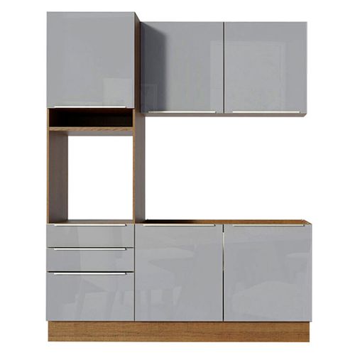 Set Muebles Cocina 180x225x60 Cm MDP 13 Espacios 3 Cajones Gris Lux Vessanti