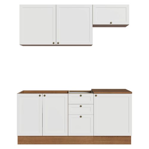 Set Muebles Cocina 180 Cm MDP 6 Puertas 3 Cajones Blanco Vik Vessanti