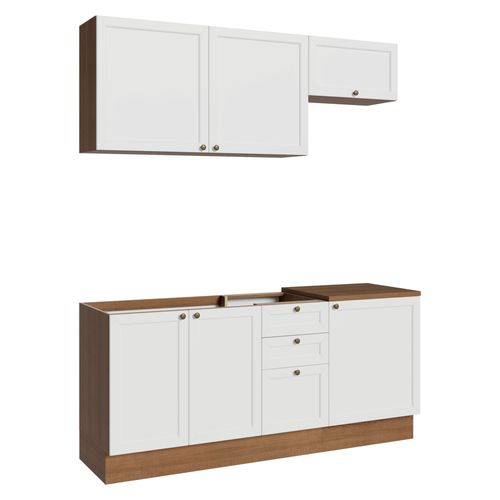 Set Muebles Cocina 180 Cm MDP 6 Puertas 3 Cajones Blanco Vik Vessanti