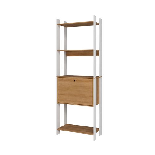 Biblioteca 4 Repisas 178x63x30 Cm MDP Blanco/Natural Palmas Midtown