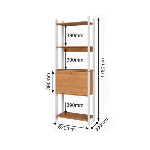 Biblioteca 4 Repisas 178x63x30 Cm MDP Blanco/Natural Palmas Midtown
