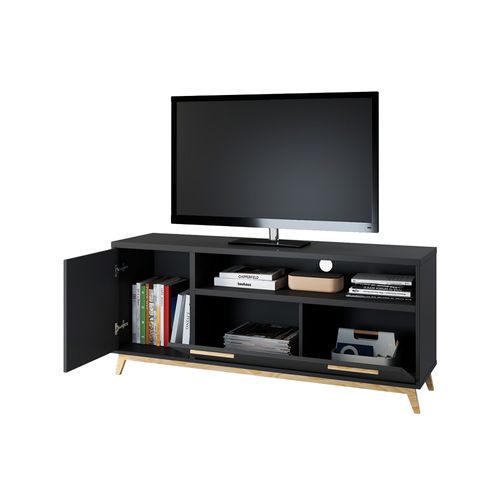 Rack De Tv 135,2 X 58,5 X 35,1 Cm Loira Negro Midtown