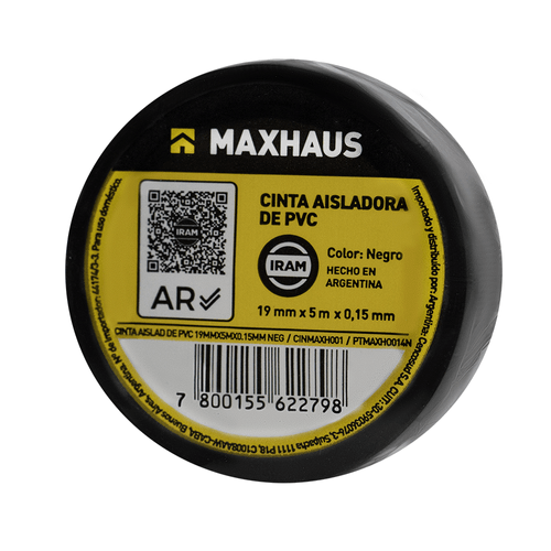 Cinta Aisladora De PVC Negro 5 Mts MaxHaus