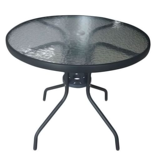 Mesa Tapa Vidrio Gris Grafito Oscuro 80x74 Cm Outzen