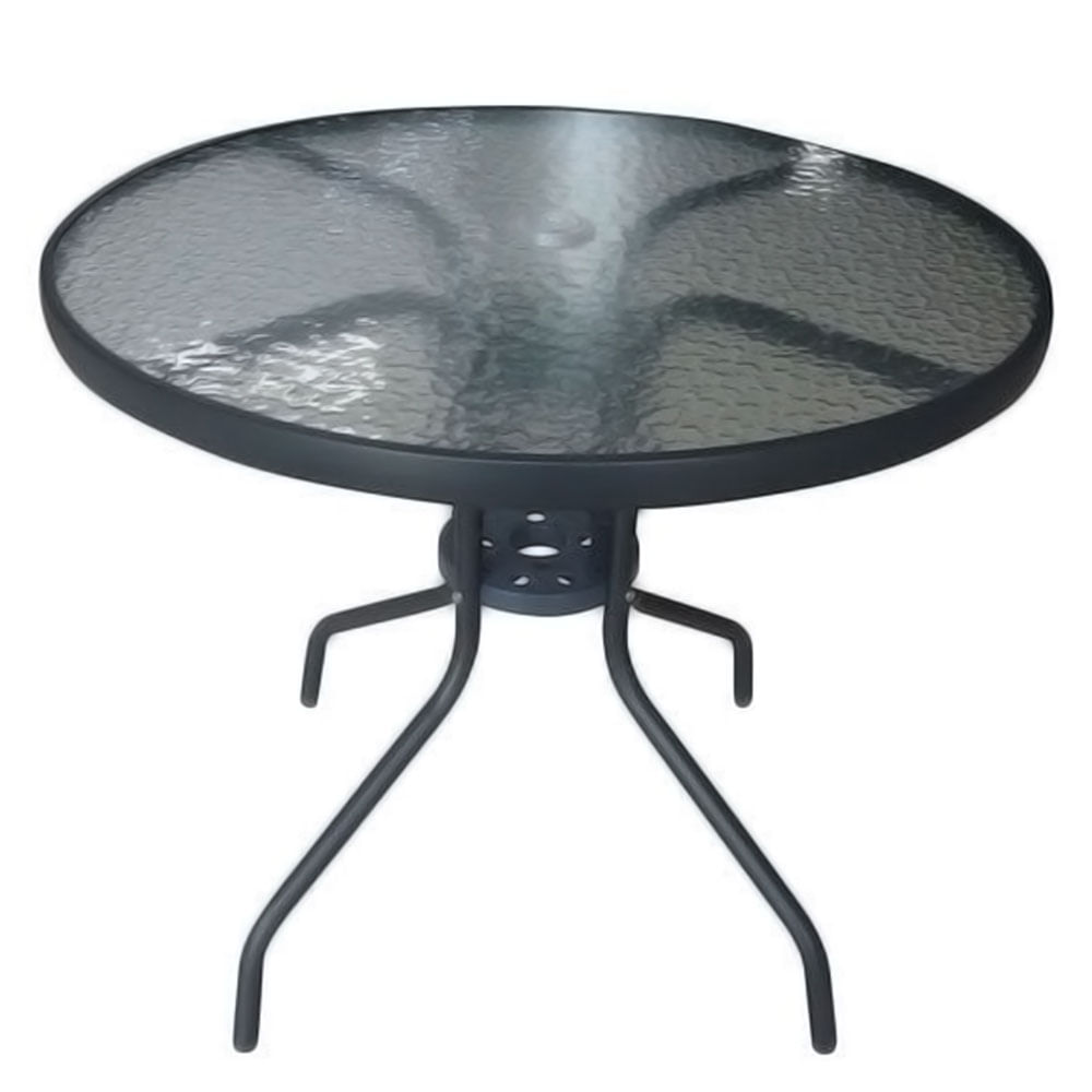 Mesa Tapa Vidrio Gris Grafito Oscuro 80x74 Cm Outzen