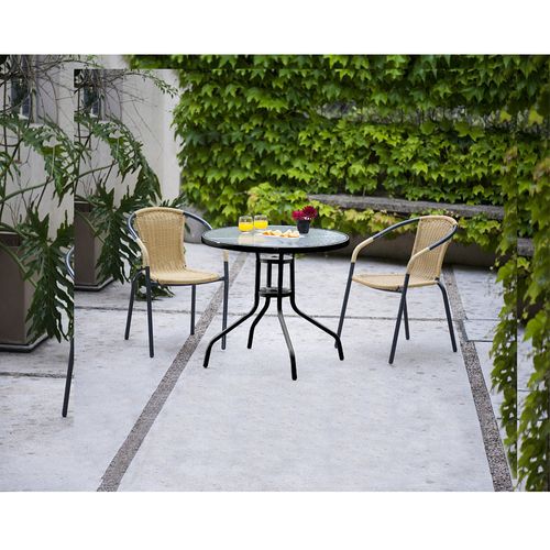 Mesa Tapa Vidrio Gris Grafito Oscuro 80x74 Cm Outzen