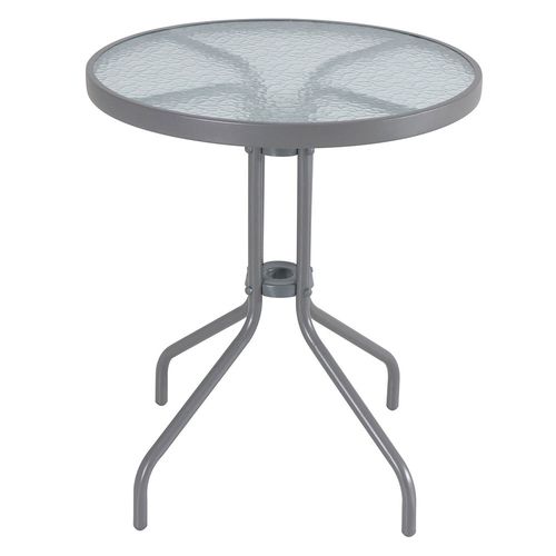 Mesa Caño y Vidrio Grafito 60 Cm Redonda Outzen