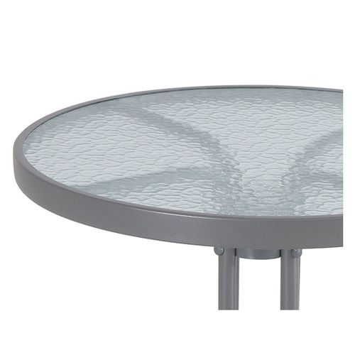 Mesa Caño y Vidrio Grafito 60 Cm Redonda Outzen