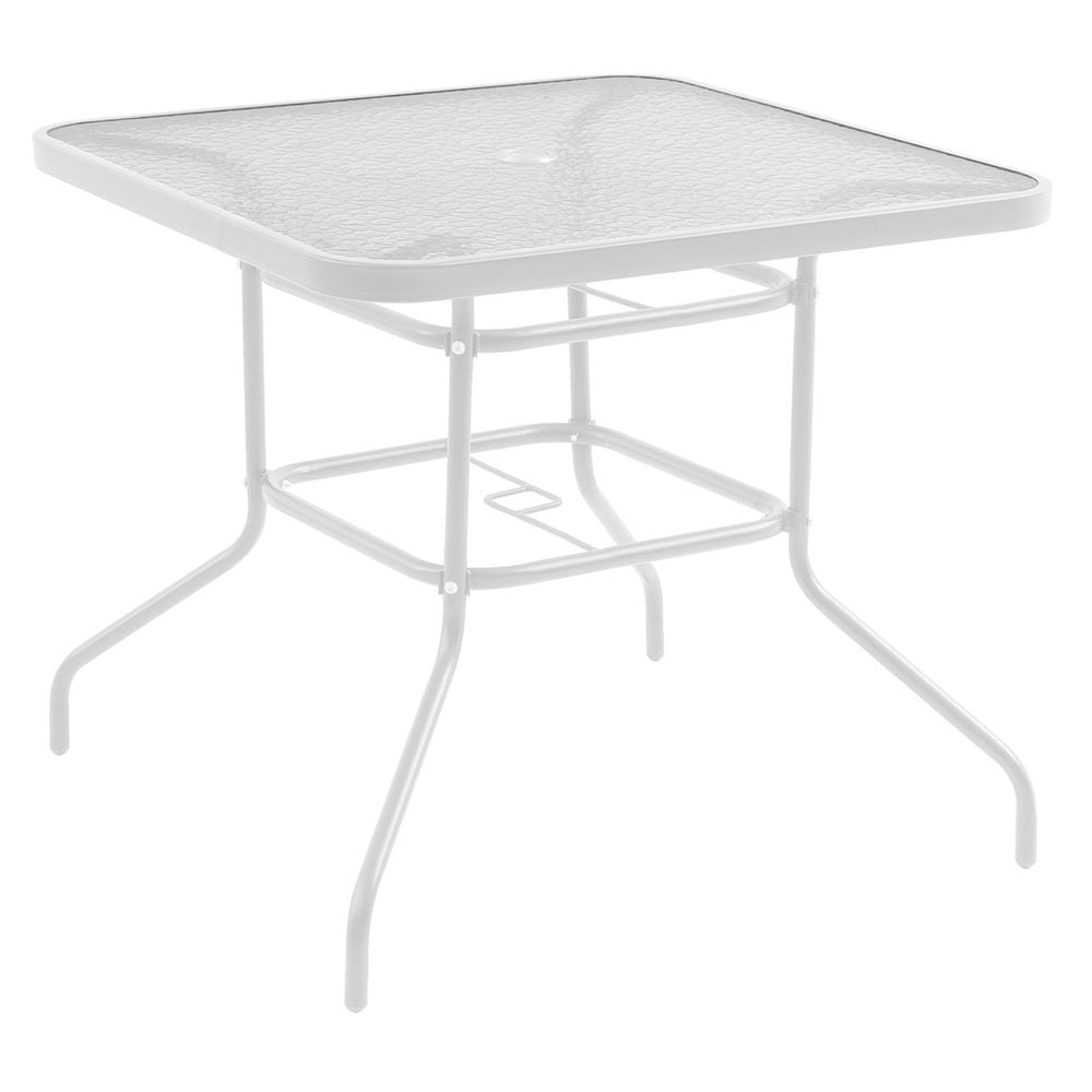 Mesa Acero y Vidrio Blanco 80x80 Cm Cuadrada Outzen