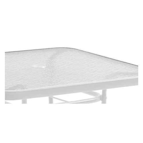Mesa Acero y Vidrio Blanco 80x80 Cm Cuadrada Outzen