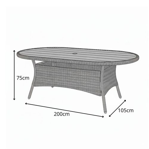 Mesa De Exterior 75x200x105 Cm Martinique Oval Midtown