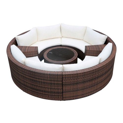Set Living Símil Rattan 8 Personas Outzen Circular Medialuna