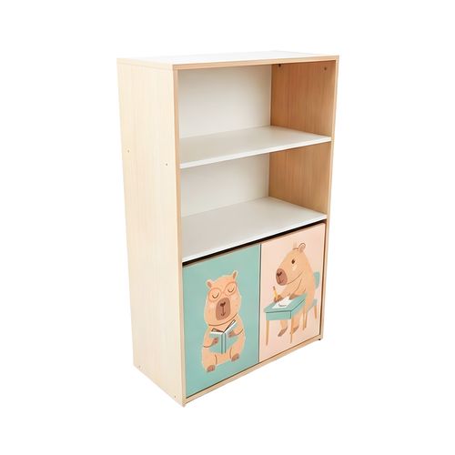 Biblioteca Infantil 2 Estantes 75X36X122 Cm Melamina Roble Miel/Blanco Capibara Muebles Gacela