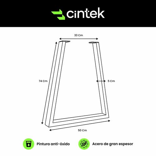 Patas Mesa Trapezoidales 50x74 Cm Negro Cintek