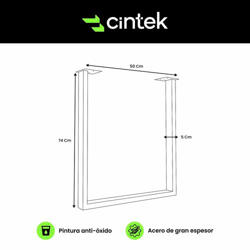 Pata Mesa Rectangular 74x50 Cm 1Un Negro Cintek