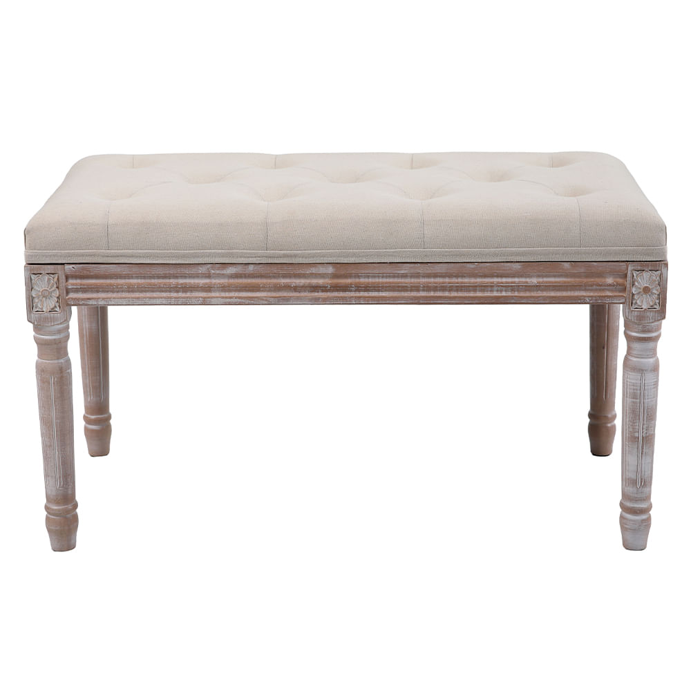 Banqueta 80x40x46 Cm Tela/Madera Beige Julieta M+Design