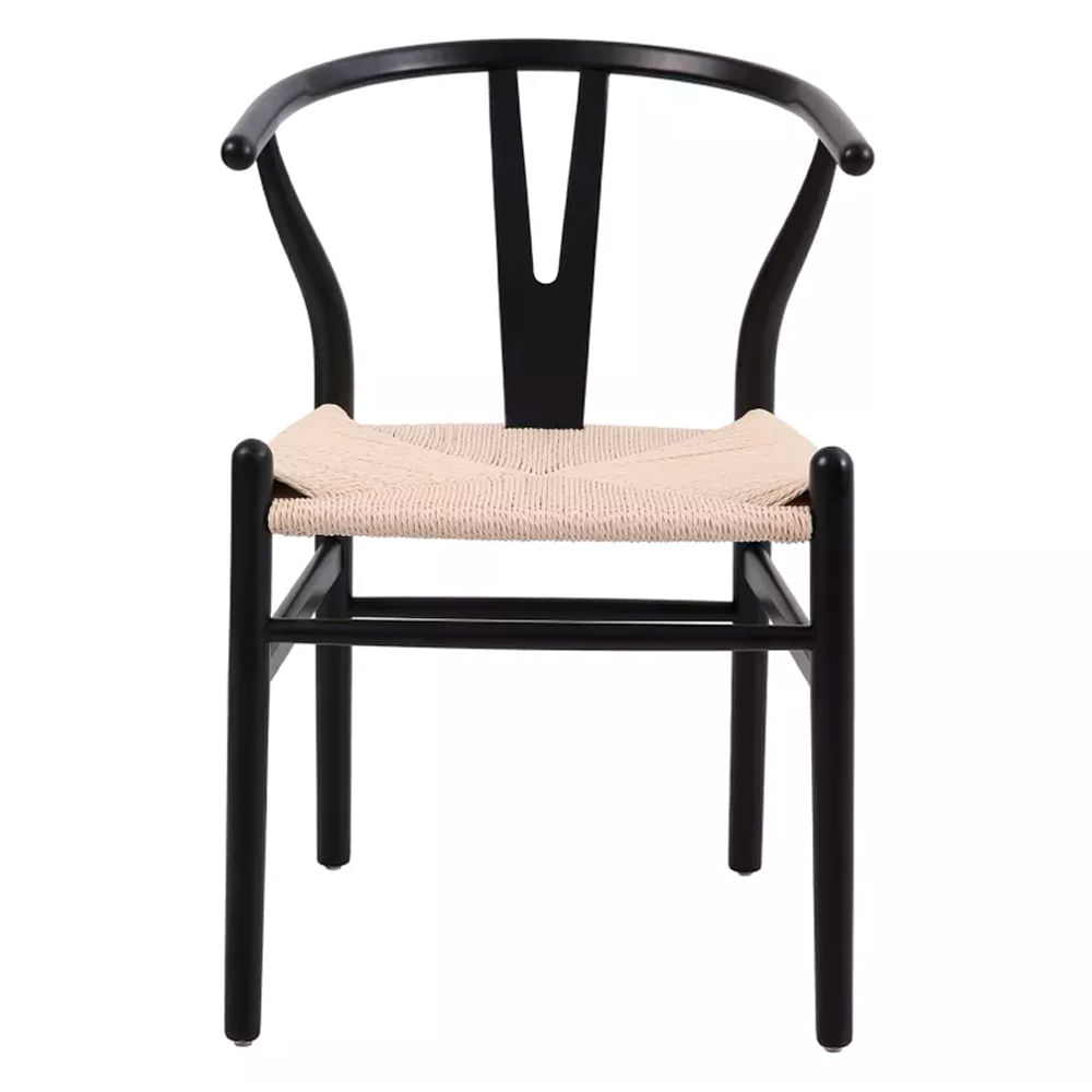 Silla 54x58.5x75.5 Cm Madera de Haya/Papel Negro/Natural Leia M+Design