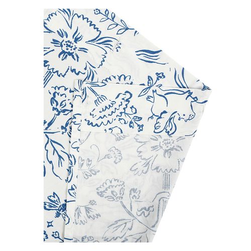 Cortina de Baño Algodón Azul 180X180 Cm Flor M+Design