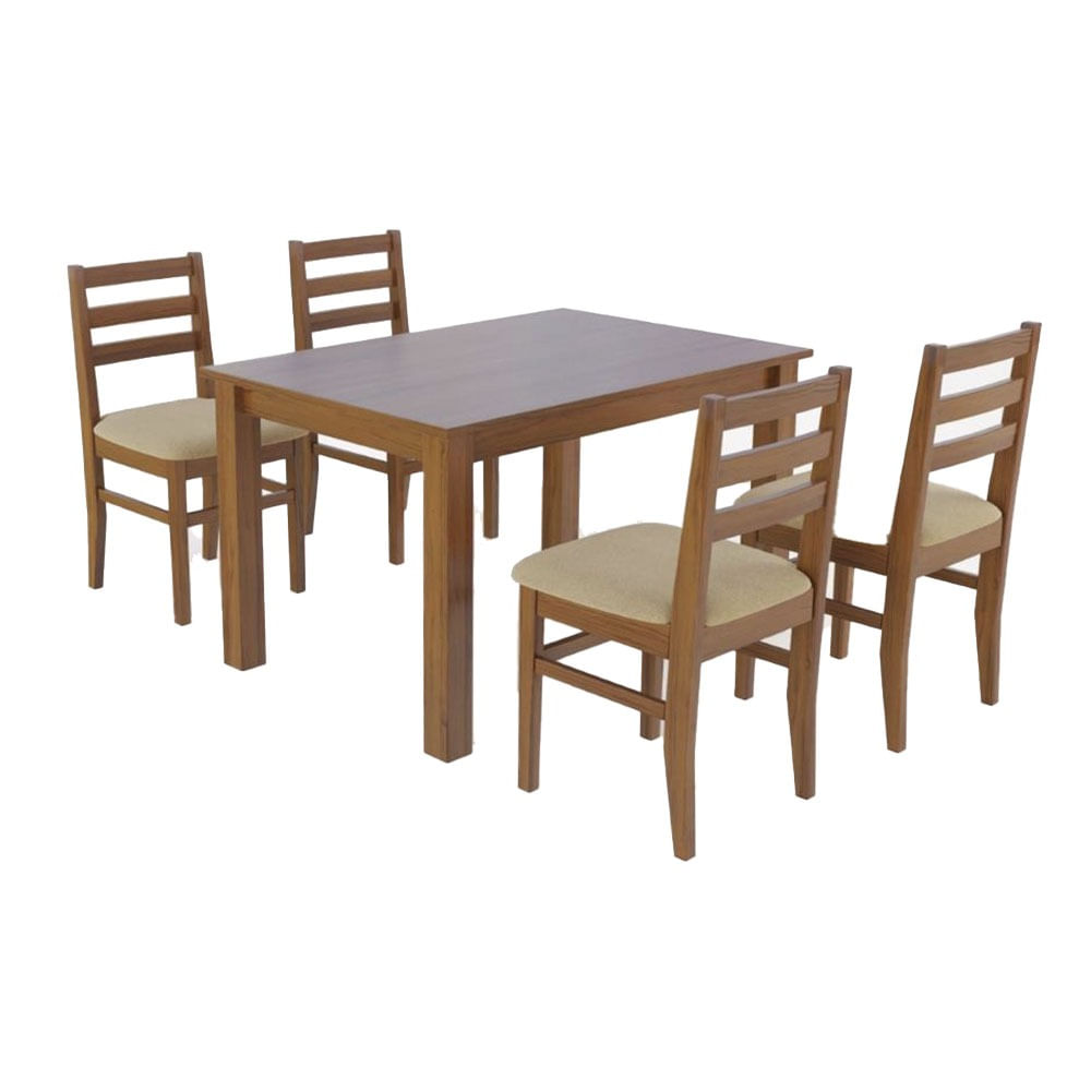 Comedor Atlántico 4 Sillas 120X90 Castaño
