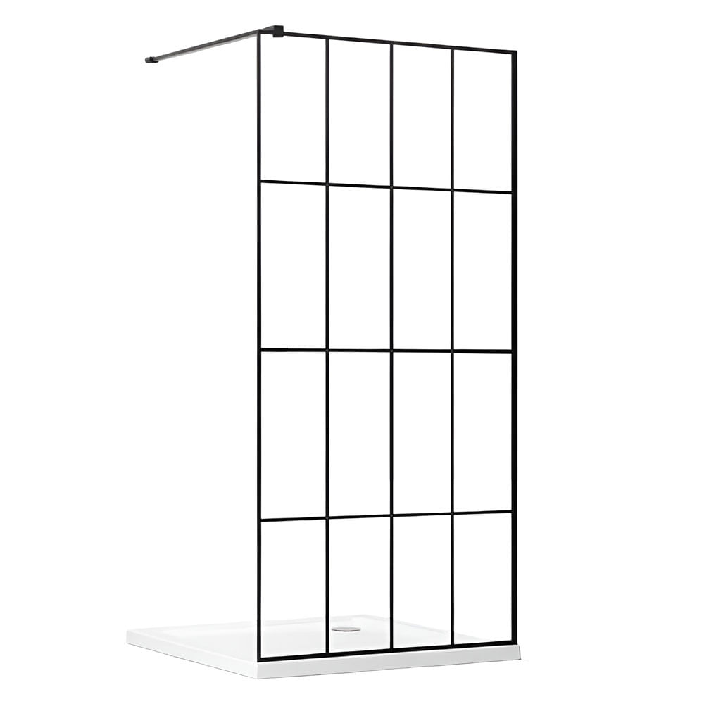 Mampara Fija 90X190 Cm Marco Negro y Franjas Vessanti