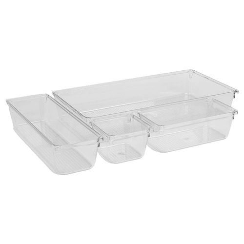 Set 4 Organizadores De Cajón Acrílico 23,1X15,4X5,2 Cm Polipropileno Transparente Sao Bernardo