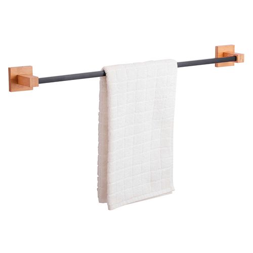 Barra Toallero Adhesiva 64 Cm Bambú/Metal Negro Cotidiana