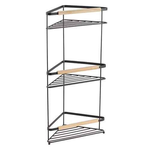 Organizador de Baño Triangular 3 Pisos 58X20X20 Cm Hierro/Bambú Negro M+Design