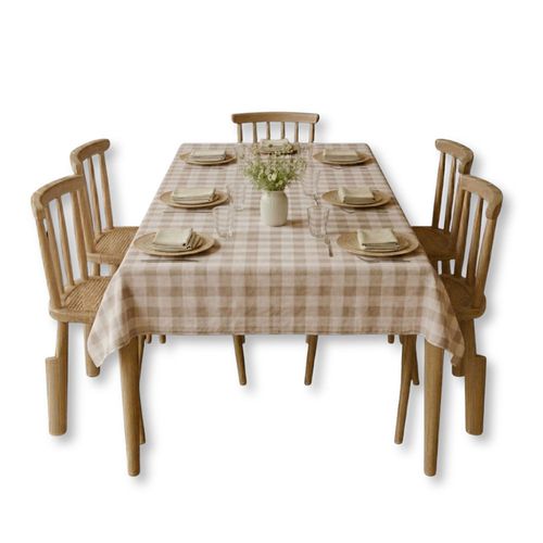 Mantel cuadrille beige 145x250cm