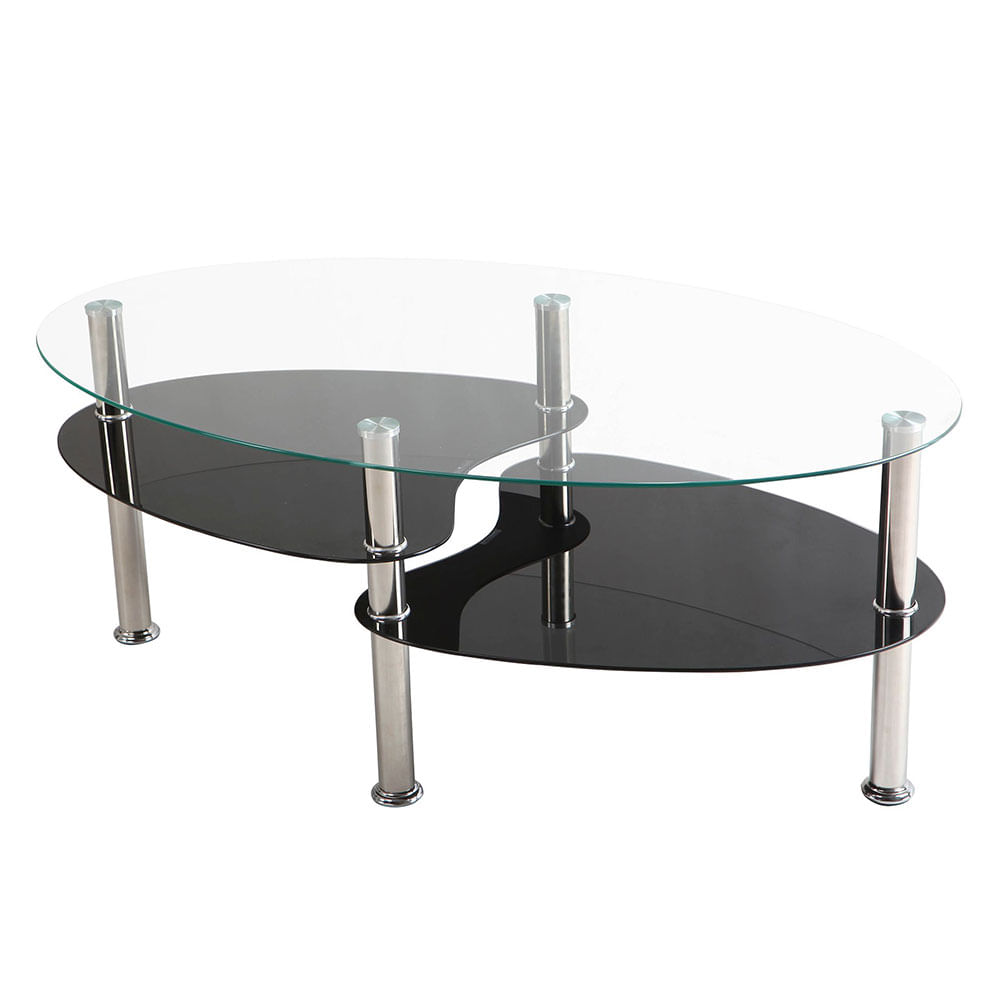Mesa Ratona 100x60x42 Cm Vidrio Negro/Transparente Elipse M+Design