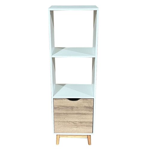 Librero 3 Estantes 126X39X30 Cm PB/MDF/Madera Natural/Blanco Florencia M+Design