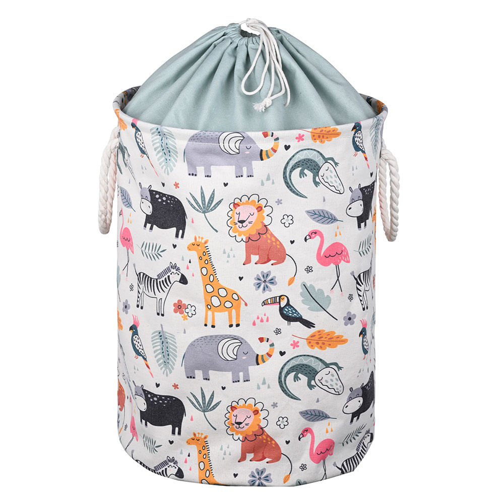 Canasto de Ropa Plegable 38 Cm Canvas Estampa Zoo M+Design - Easy