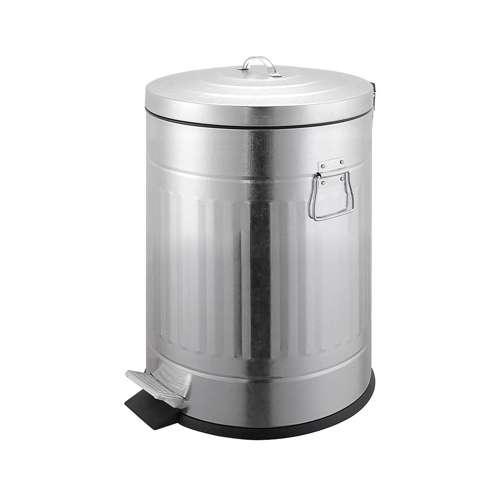 basurero vintage redondo 12lt plata