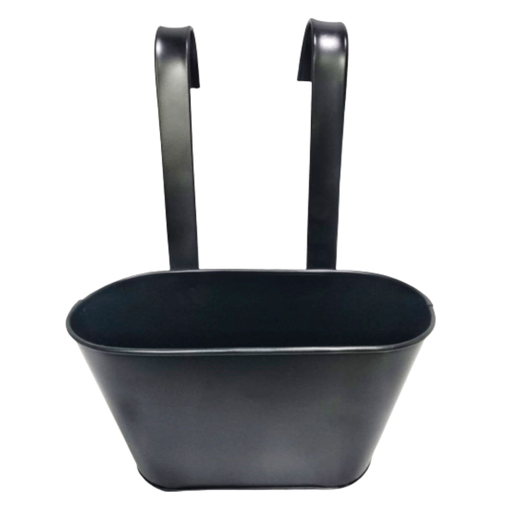Maceta Metal 31x25x11.5 Cm Negro Gancho doble Oval Outzen