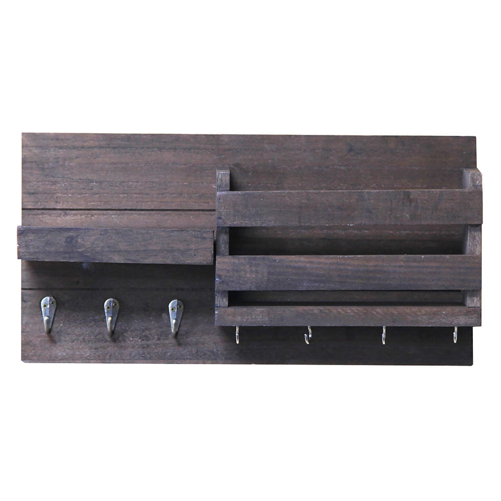 Perchero con Repisa 3 Ganchos 21.1x41.9x8.8 Cm Madera Marrón M+Design
