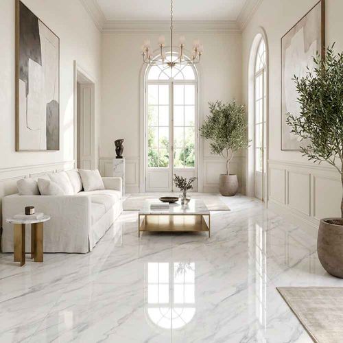 Porcelanato Pulido 75x150 Cm Blanco Tipo Mármol Calacatta Foshan
