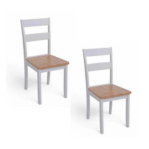 Silla 40x48x89 Cm Madera Rubberwood Natural y Blanco New York Midtown