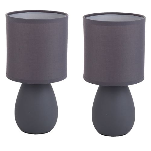 Pack 2 Lámparas de Mesa con Pantalla E27 Gris Elian M+Design