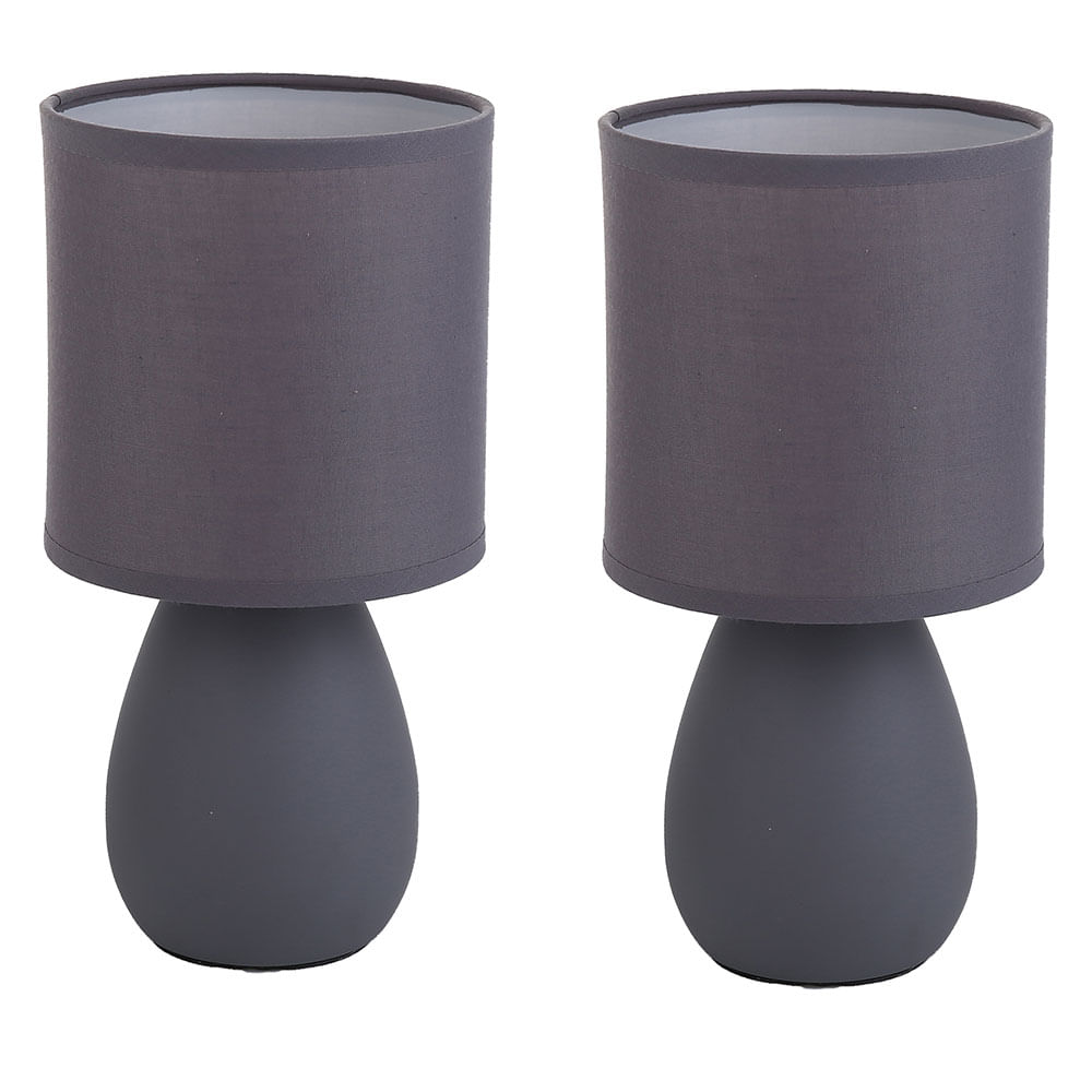 Pack 2 Lámparas de Mesa con Pantalla E27 Gris Elian M+Design