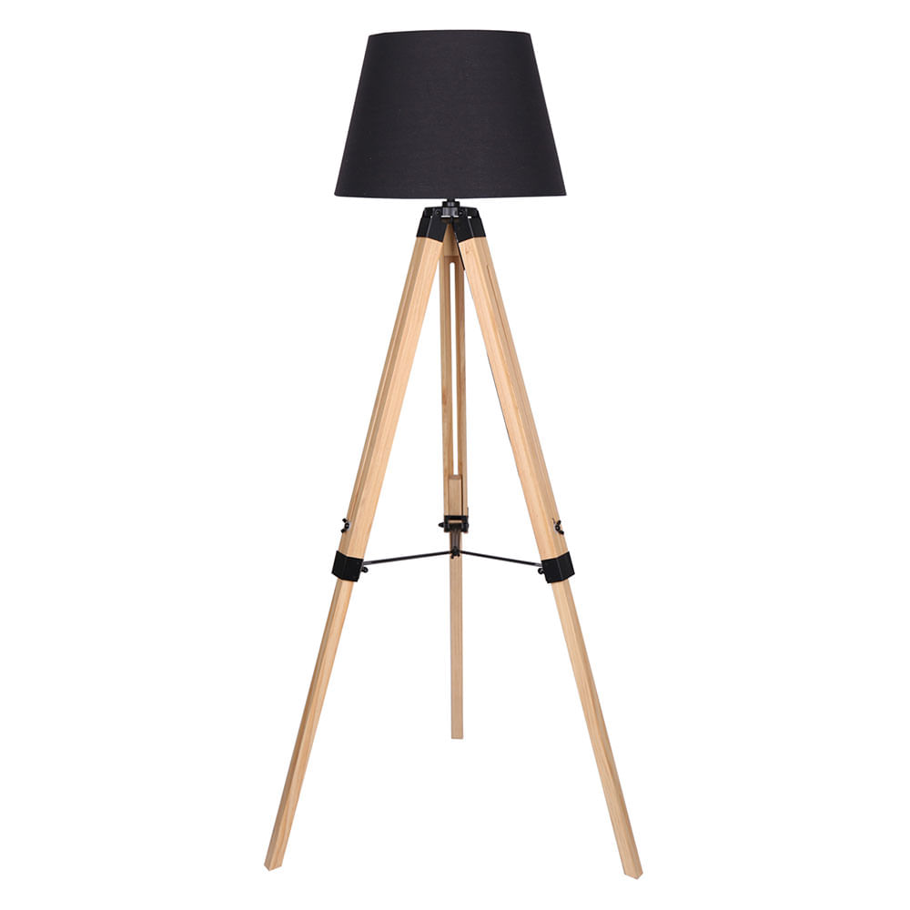 Lámpara de Pie Trípode E27 Negro Natural Praga M+Design