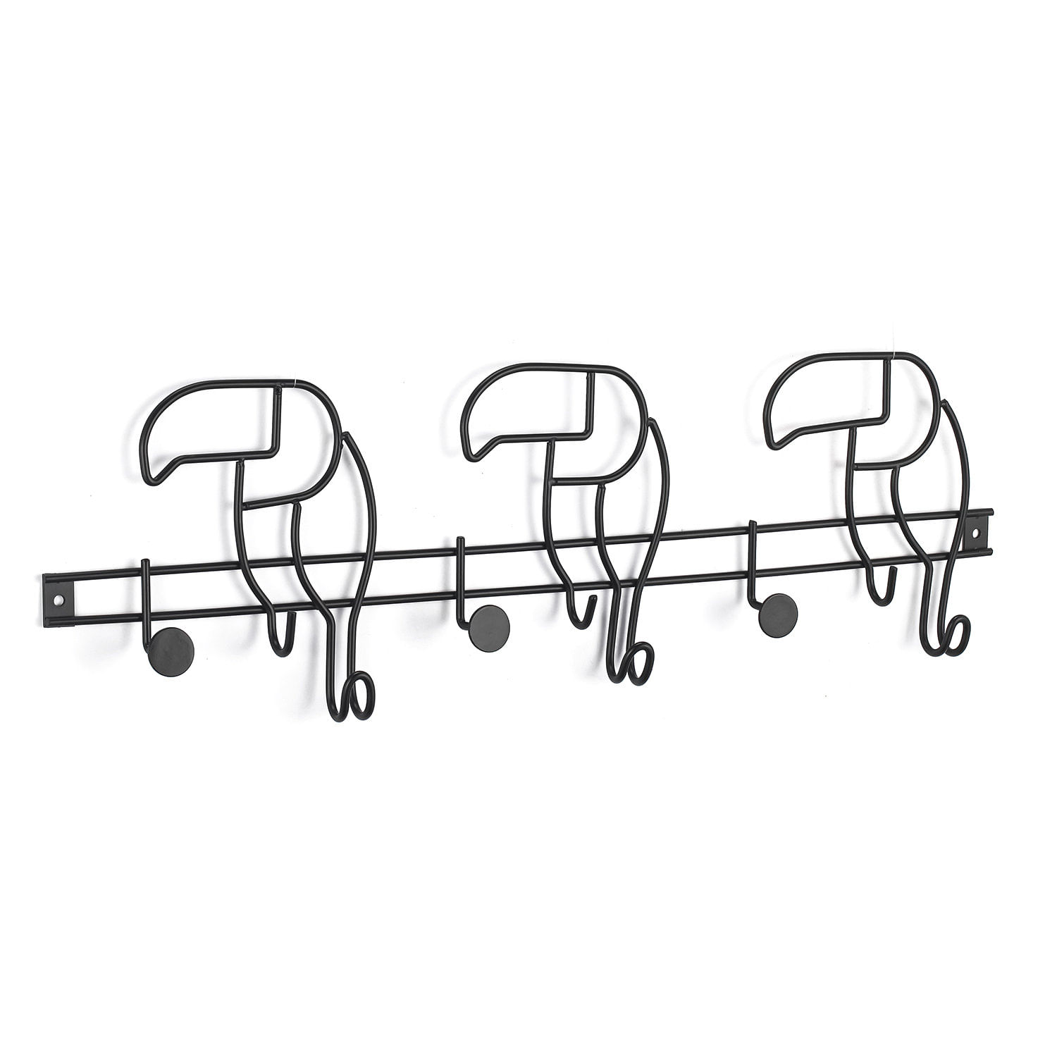 Perchero Pared 6 Ganchos 52X16X3.5 Cm Tucan Negro Cotidiana