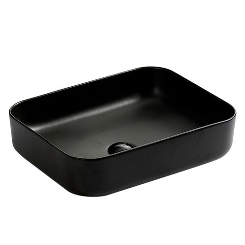 Bacha de Apoyar Rectangular 50x39x13 Cm Cerámica Negro Mate Rectangular Vessanti